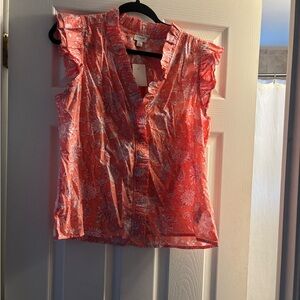 Floral Coral and White Fabric